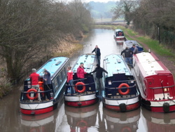 A group of friends enjoying a canal boat holiday