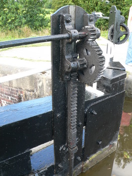 A lock gate on the Grand Union Canal